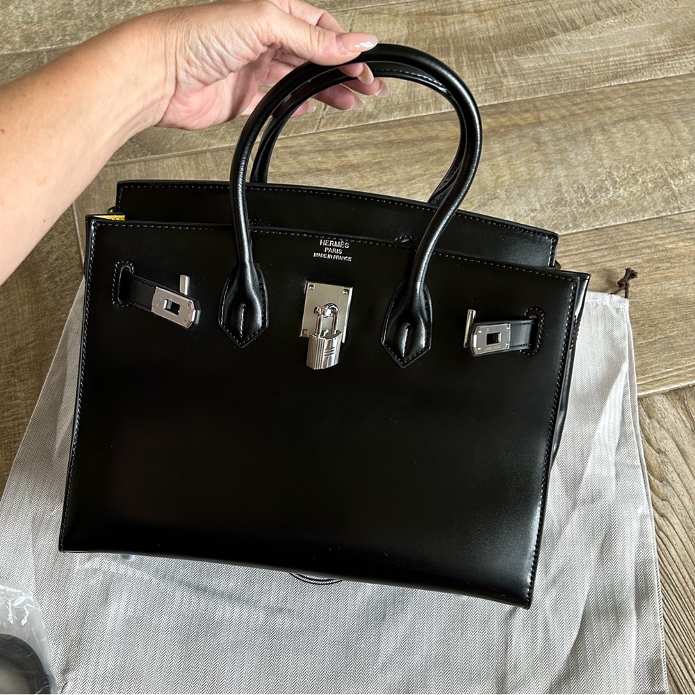 H Brand Birkin Black Box Leather Palladium HW